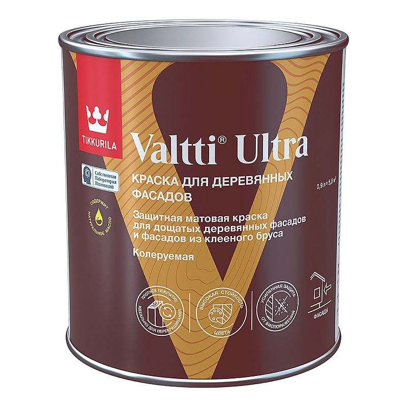 Valtti_Ultra_0,9L Tikkurila Valtti Ultra / Тиккурила Валтти Ультра Краска для деревянных фасадов матовая — изображение 1
